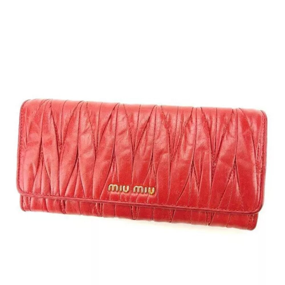 miumiu Wallet Purse Long Wallet Materasse Pink Woman Authentic Used